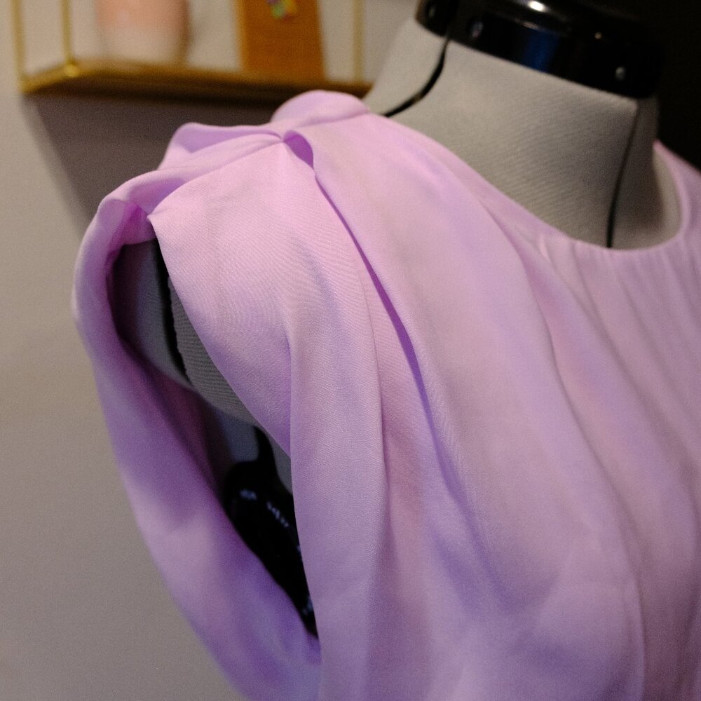 Zara lilac ruched drawstring mini dress with asymmetrical sleeves - S - Picture 5 of 7